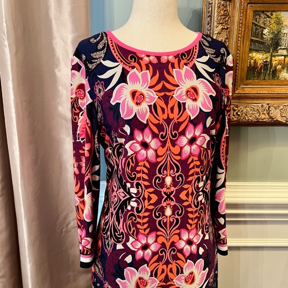 NWOT Eliza J Colorful Stretch Jersey Shift Style Dress Size 8 - Picture 2 of 2